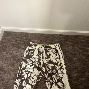 Green and White Floral print Arizona swim trunks